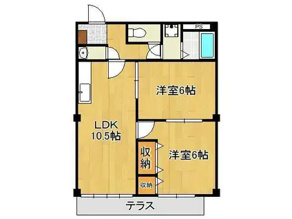 シティハイツ本城(2LDK/1階)の間取り写真