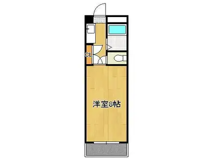 折尾自由ヶ丘センチュリー21 109(ワンルーム/1階)の間取り写真