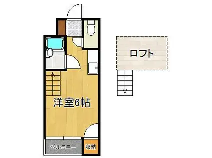 ジュネス折尾(ワンルーム/2階)の間取り写真
