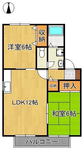 アザレアM(2LDK/2階)の間取り写真