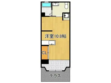 コンプレート千代ヶ崎(ワンルーム/1階)の間取り写真
