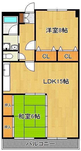 学園台ビル(2LDK/4階)の間取り写真
