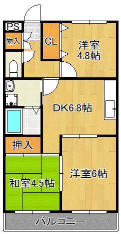 ドゥエル杉野(3DK/2階)の間取り写真