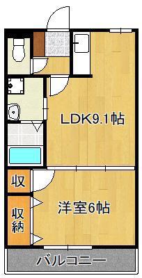 フォンテーヌ二島(1LDK/1階)の間取り写真