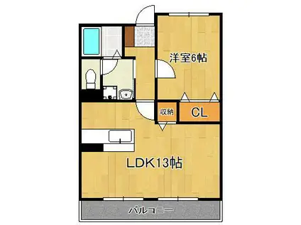 ウィステリア加藤(1LDK/2階)の間取り写真