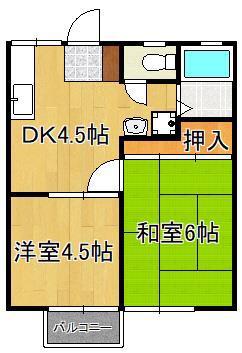 大庭ハイツA(2DK/1階)の間取り写真