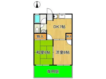 エクセラン・ド・タケノB棟(2DK/1階)の間取り写真