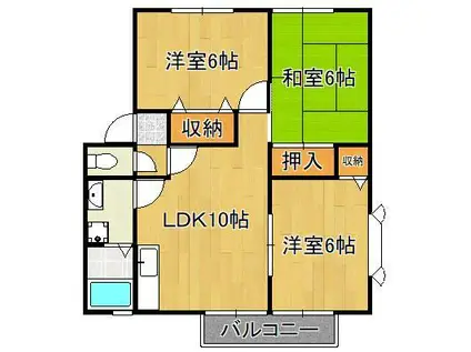 アザレア藤原 C棟(3LDK/2階)の間取り写真