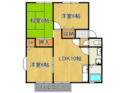 アザレア藤原 C棟(3LDK/2階)の間取り写真