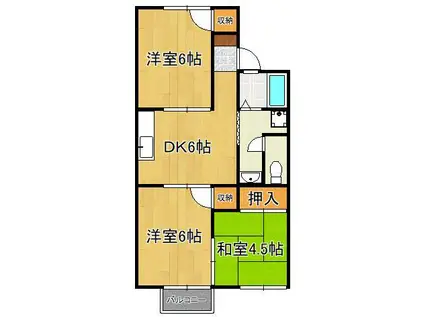 ハイツ杉野(3DK/2階)の間取り写真