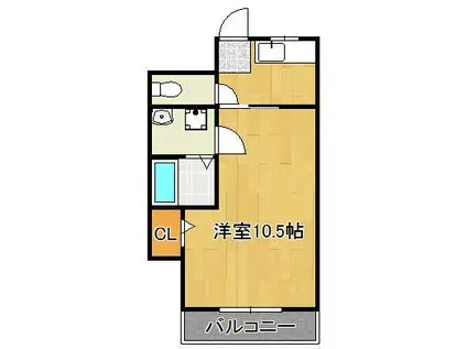 ハビタット(1K/6階)の間取り写真