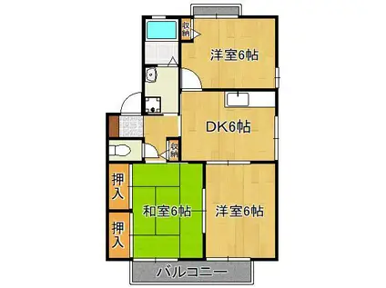 Lガーデン本城2(3DK/1階)の間取り写真