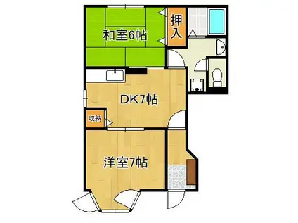 マ・メゾン鷺田A棟(2DK/1階)の間取り写真