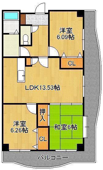 アーバンライフ 折尾(3LDK/6階)の間取り写真