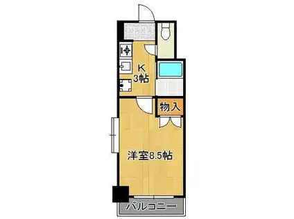 アリビオ折尾(1K/2階)の間取り写真