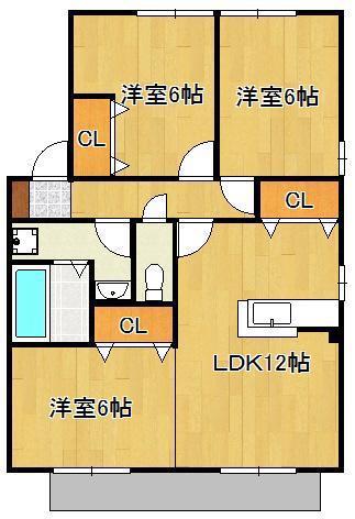 リビングタウン浅川A・B・C(3LDK/1階)の間取り写真