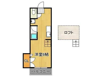 シティベール浅川Ⅱ(ワンルーム/2階)の間取り写真