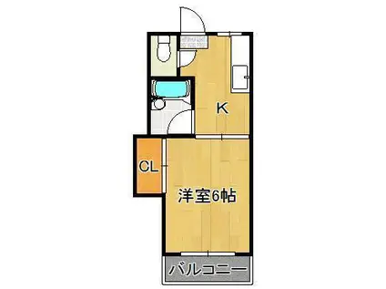 クインハイツ医生ヶ丘(1K/2階)の間取り写真