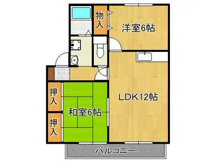 ハイカム-ル貴船台(2LDK/1階)の間取り写真