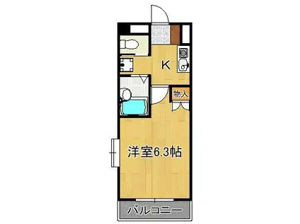 ヨークス本城(1K/2階)の間取り写真