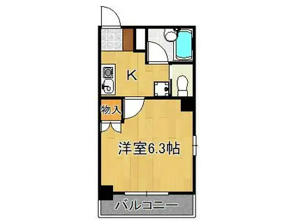 ヨークス本城(1K/3階)の間取り写真