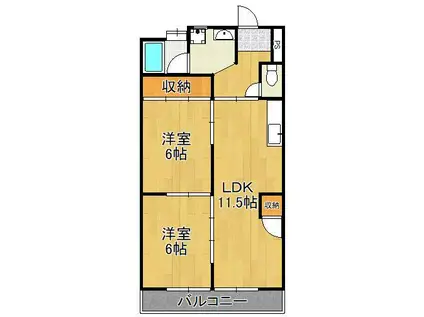 やすよしビル(2LDK/6階)の間取り写真