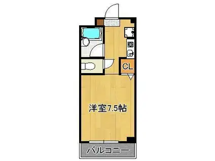 ウィンディ大浦(ワンルーム/3階)の間取り写真