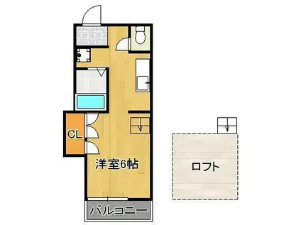 シティベール南高須(1K/2階)の間取り写真