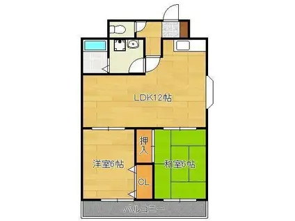 リリーフ浅川Ⅰ(2LDK/3階)の間取り写真