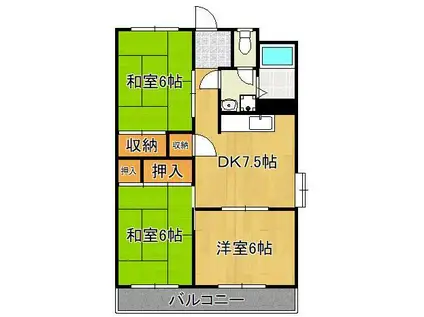 深田第1ビル(3DK/4階)の間取り写真