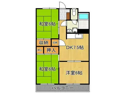 深田第1ビル(3DK/1階)の間取り写真