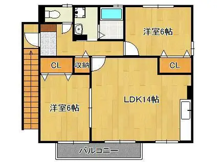 フラージュヴェールM棟(2LDK/2階)の間取り写真