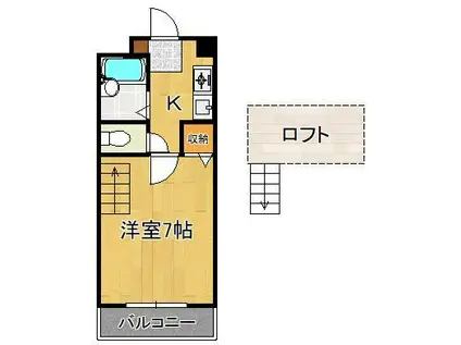 プルミエール大浦(1K/2階)の間取り写真