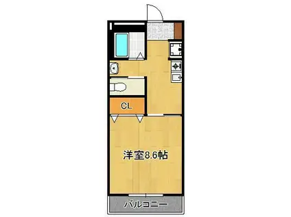 プレステージ和F(1K/3階)の間取り写真