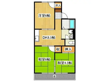 筑豊本線 奥洞海駅 徒歩30分 2階建 築40年(3DK/1階)の間取り写真