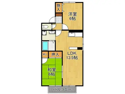 オーク高須 A(2LDK/2階)の間取り写真