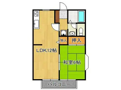 ビーライン力丸(1LDK/2階)の間取り写真