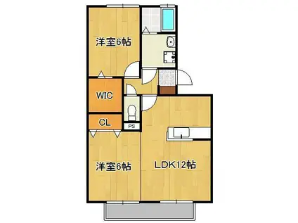 ケイズスクエアD棟(2LDK/1階)の間取り写真