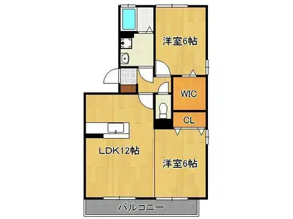 ケイズスクエアD棟(2LDK/2階)の間取り写真