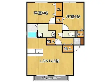 アルケディア(2LDK/2階)の間取り写真