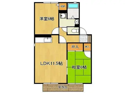 フラッターM(2LDK/1階)の間取り写真