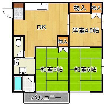 メゾン遠賀(3DK/2階)の間取り写真
