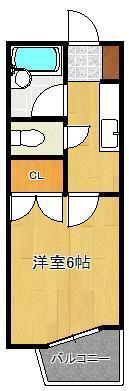 パークヒルK棟(1K/2階)の間取り写真