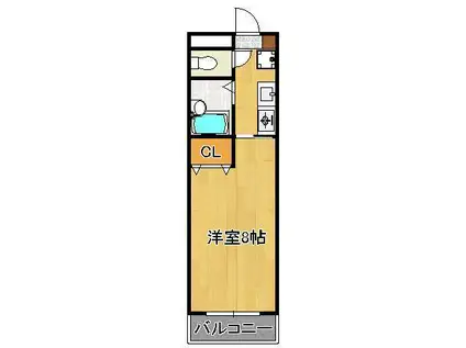 バンブーシュート(1K/1階)の間取り写真