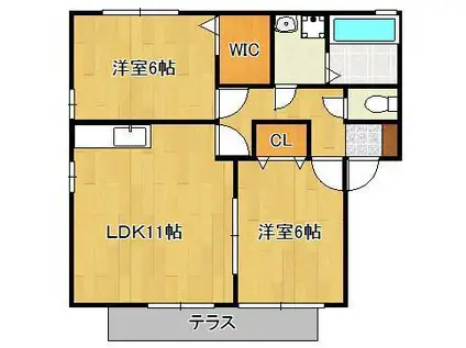 オールルミエール(2LDK/1階)の間取り写真