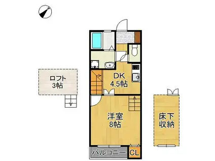 トレビアン本城(1DK/1階)の間取り写真