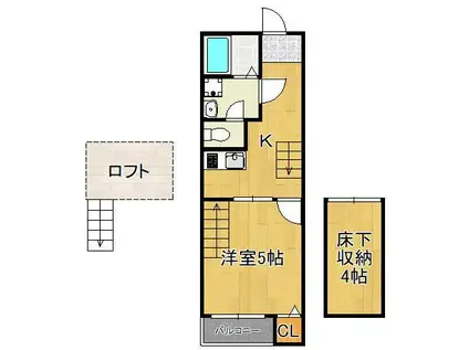 トレビアン本城(1K/1階)の間取り写真