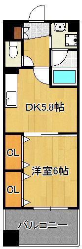 フォレストビュー(1DK/2階)の間取り写真