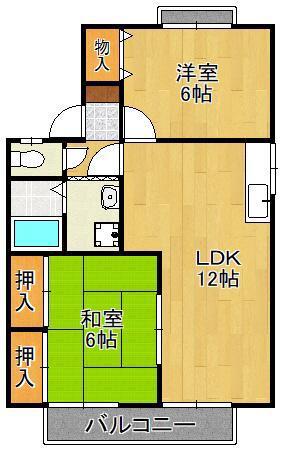 アヴニールK&S(2LDK/2階)の間取り写真