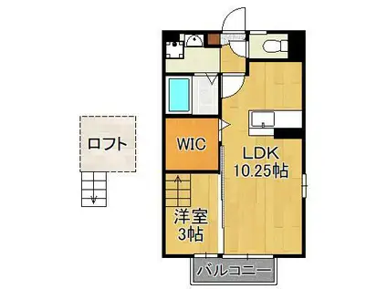アンバーウッド(1LDK/2階)の間取り写真